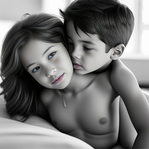 Young mom and son having intercourse in bw photo style