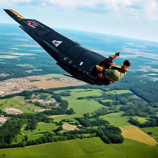 People fall out of a flying plane in custom style