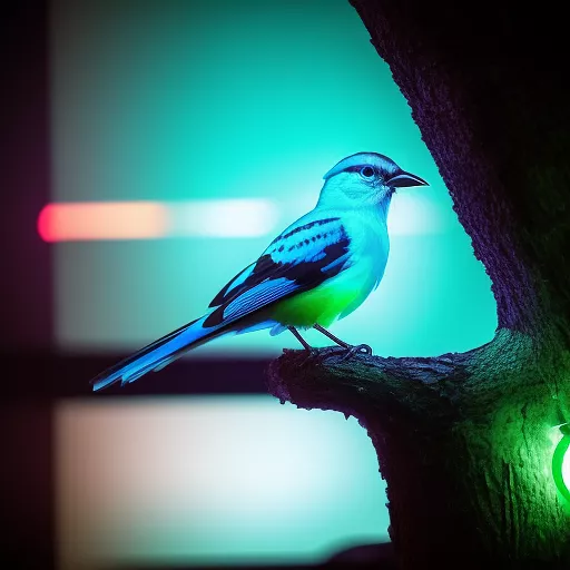 Bird mixed with tree  in sci-fi style