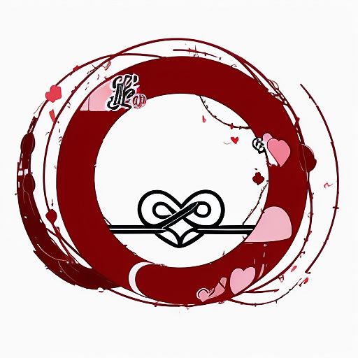 Infinity symbol with hearts around it and blood dripping in anime style