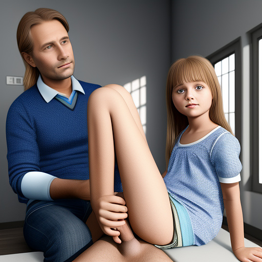 Ultra realistic a 10 year old german girl sits on the lap of an adult man and he penetrates her vagina with his penis in custom style