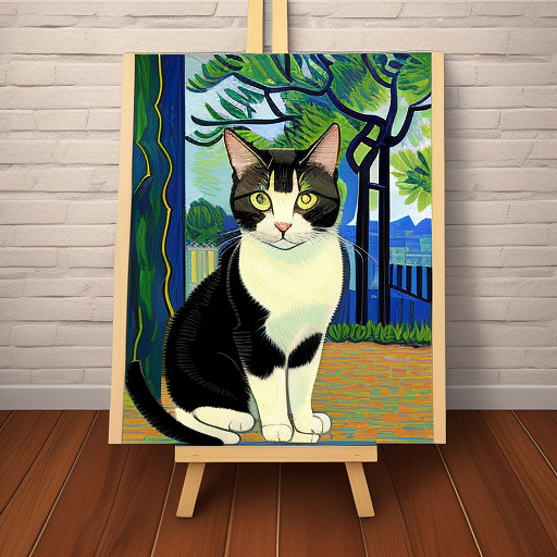 Draw a cat with jules' from pulp fiction traits in neo impressionism style