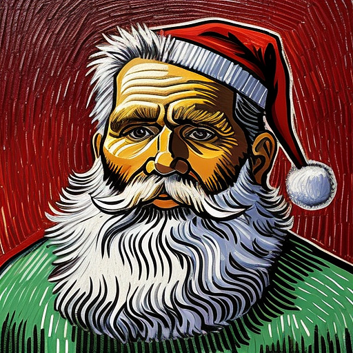

8k ultra realistic christmas santa face clipart on white background in neo impressionism style