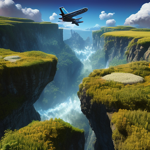 An airplane is flying. people in disney 3d style
