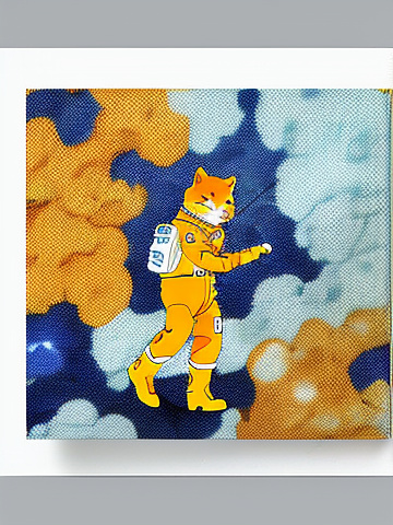 Orange tabby cat wearing a space suit.
 in anime style