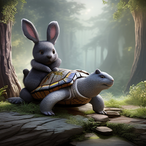A little grey bear, a little rabbit and a little turtle were humiliated. in disney painted style