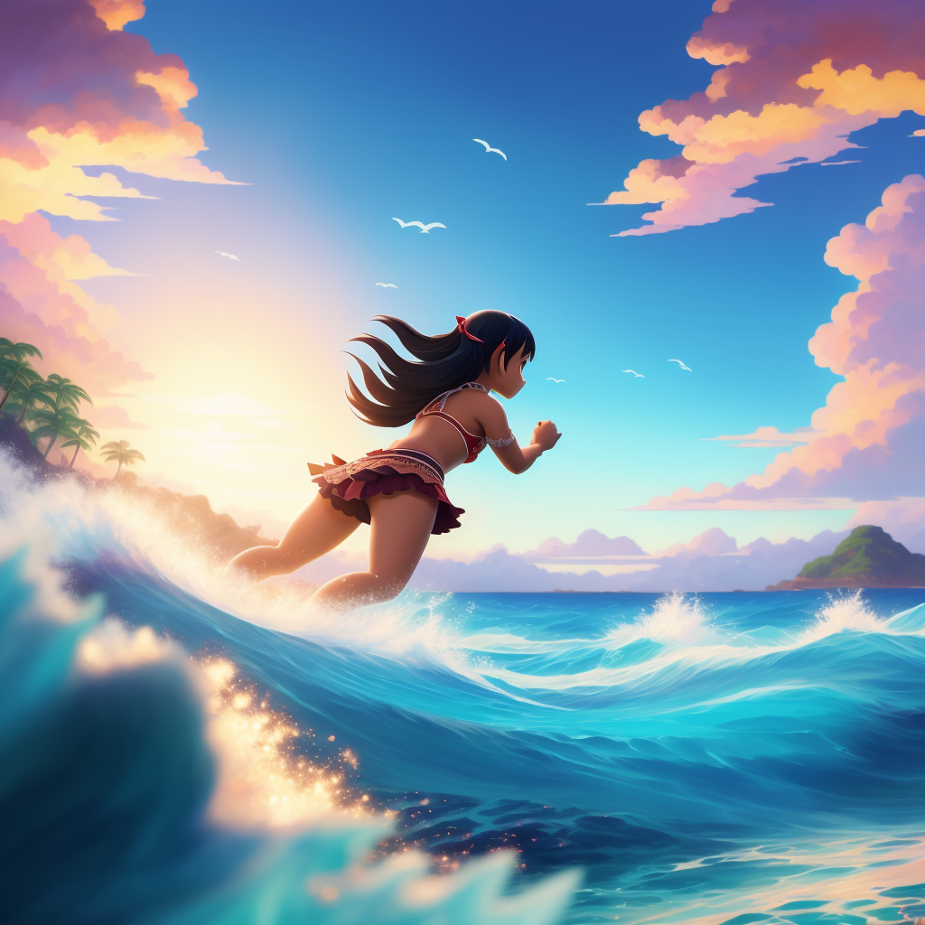 Demon dodging moana attacks in the sea anime