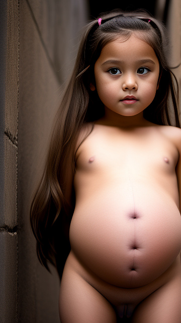 7-years-old, pregnant, nude, bigger penis, alleyway, close up in custom style