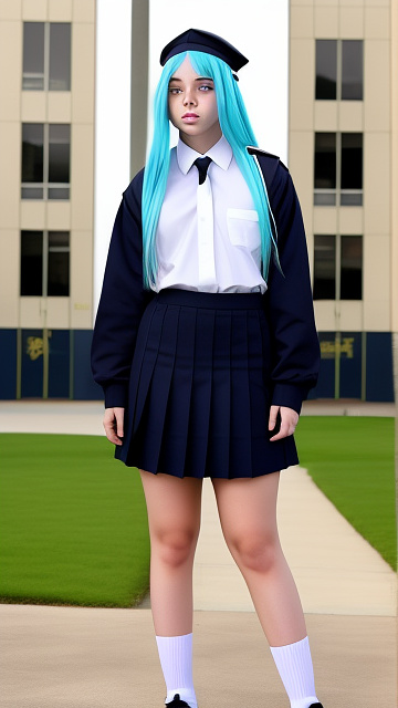 Billie eilish in full school uniform in custom style