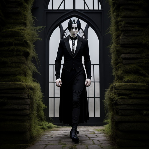 Full body award winning photo of quarryjacob wearing a black tuxedo with white socks and black oxford shoes, intricate skin details, 4k in gothic style