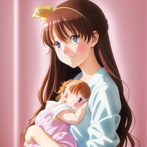 12 year old girl breastfeeding  in anime style