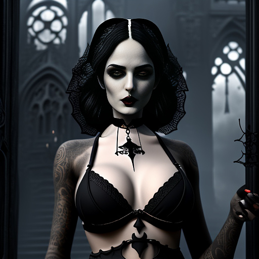 Gorgeous shemale in bikini  in gothic style