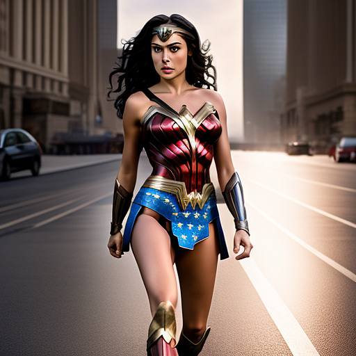 Wonder woman, gal gadot, realistic photo, (((full body)))
 in custom style