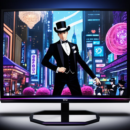 A tv wearing a suit and a top hat in vivziepop style in anime style