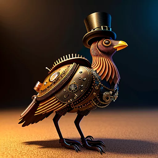 A turkey with a top hat in steampunk style