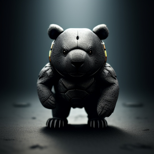 A little grey bear, a little rabbit and a little turtle were humiliated. in sci-fi style