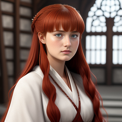 Sansa stark close up of her face she is crying and is in the red keep in anime style