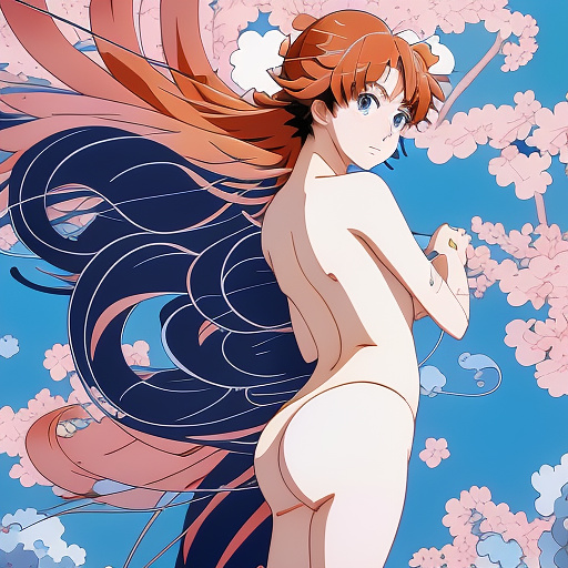  nude
gives a shit  in anime style
