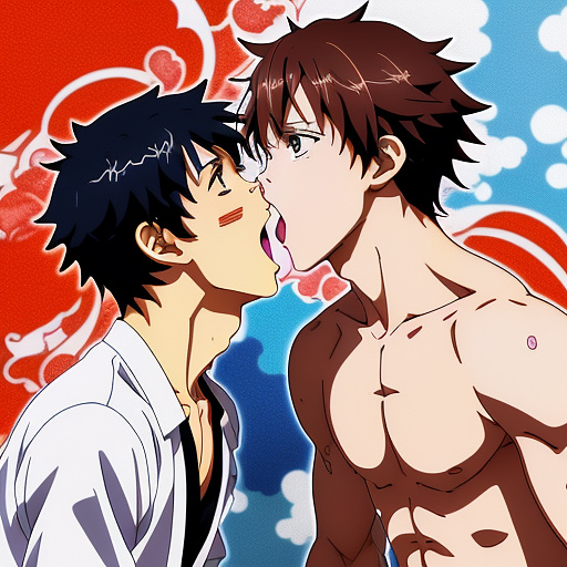 Oral sex two guys in anime style