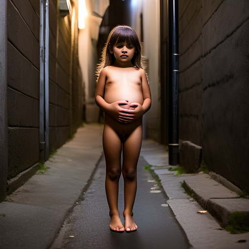 Pregnant, 7-years-old-boy, nude, alleyway, hard cock  in custom style