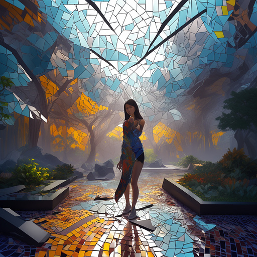 2.	a beautiful portrait of an modern yang girl in the city garden, with i phone in her hand, she is doing internet serving, modern casual clothes, symmetrical, closeup, studio lighting.  armenian, hyperrealism, d&d, fantasy, intricate, modern, elegant, highly detailed, digital painting, artstation, octane render, 8k, concept art, matte, sharp focus, illustration, art by artgerm and greg rutkowski. telephone, happy, internet, summer, afternoon, sunny day, internet, wi-fi.
call everywhere and serf in internet without any limit. tariff plane
 in mosaic style