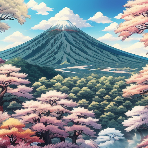 Crecent mountain in anime style