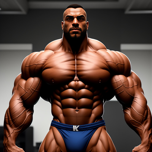 Hypermuscular man holding a barbell with massive veins on his body. his muscles are overdeveloped. his biceps are the size of basketballs. his lats are so wide he can’t put his arms down. make his veins more pronounced and his chest thicker. his body is so large his head looks tiny. triple the size of his muscles. make him so large he’s immobile but jacked. 
 in anime style
