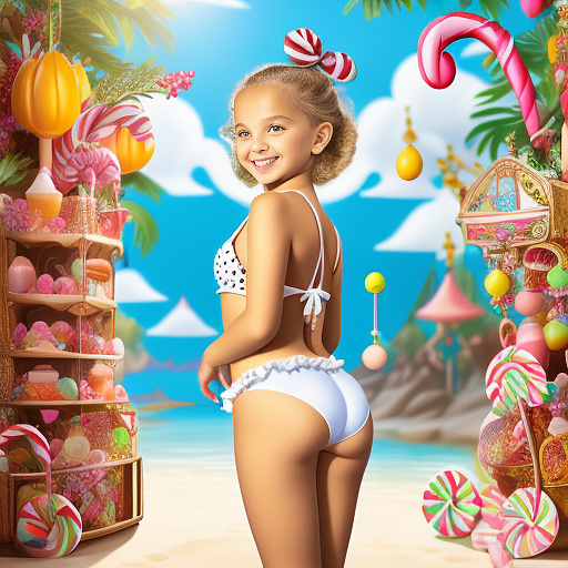 Little blonde white girl in revealing swimsuit backside


 in kids painted style