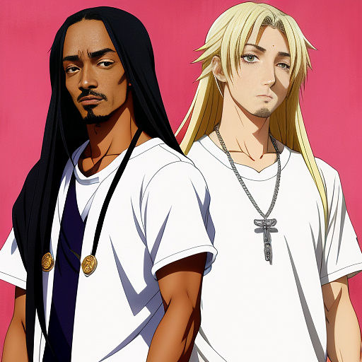 2pac & snoop dogg & eminem  in anime style