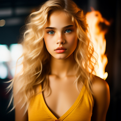  girl blond 15y angels  and flaming fist  in custom style