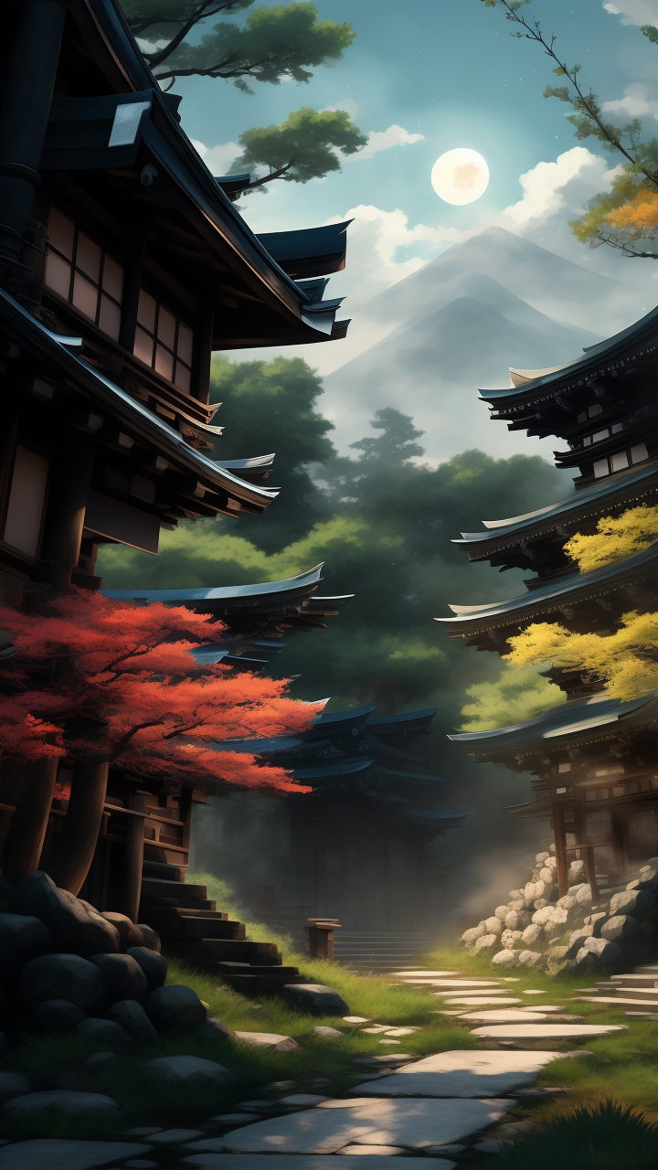 Generate a book cover. the theme is midnight forest. the background to be full moon with howling wolf. front to be a cute teen boy with fair skin and messy hair sparking eyes. in anime style