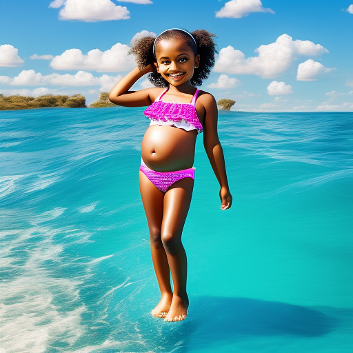 10 year old girl pregnant in a bathing suit  full body cute  in custom style