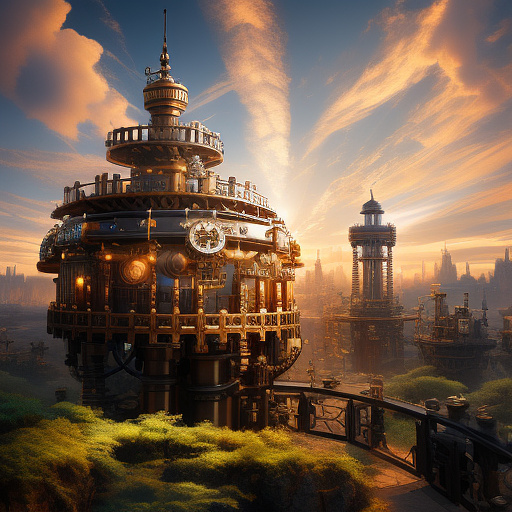 Kingdom in the sky in steampunk style