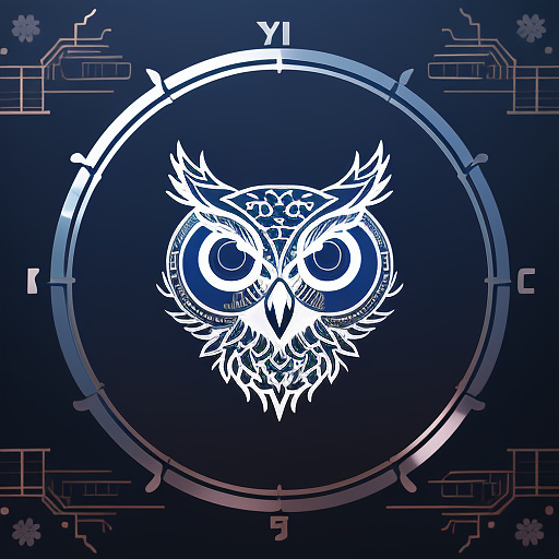 Portrait of an owl, steampunk, indigo blue, colorful, illustration, highly detailed, simple, smooth, and clean vector, no jagged lines, vector art, smooth, made all with grey colored gears inspired by future technology in anime style