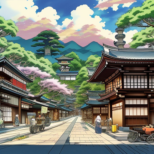 Tow cat eat meet in anime style