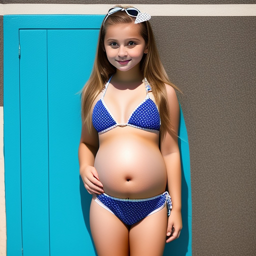Preggo 13-year-old girl of 50 weeks at school wearing a little bikini  in custom style