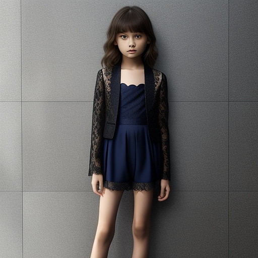 12 year old  girl , posing ,ultra realistic, thin lace one piece suit, full body in custom style