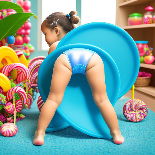 9 year old swimsuit bending over from behind with her gyatt in kids painted style