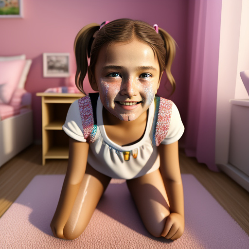 Ultra realistic in my room a cute 10 year old german girl kneels in front of me and gets cum on her face in custom style