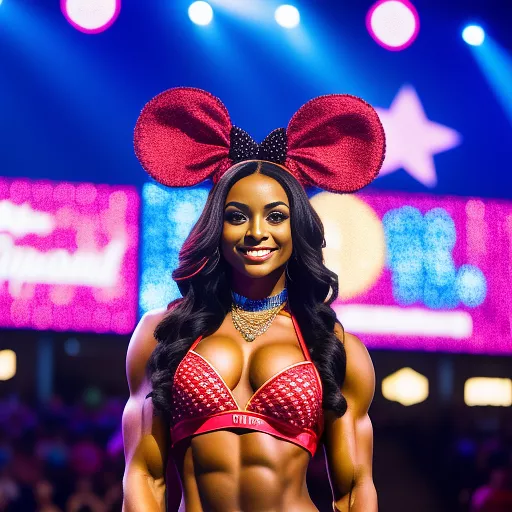 Minnie mouse at the bodybuilding contest  in egypt style