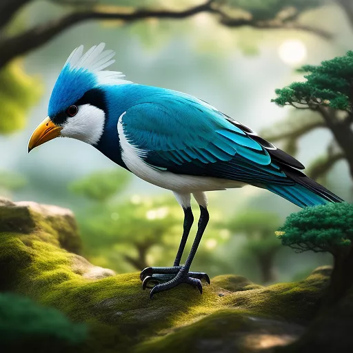 Bird mixed with a tree 
 in anime style