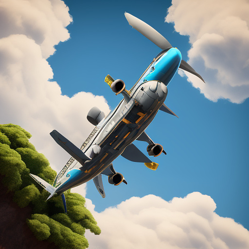 Plane crash in the air in disney 3d style