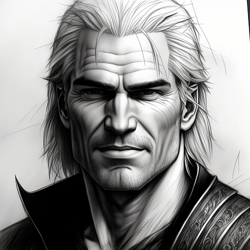 Geralt smiling in pancil style