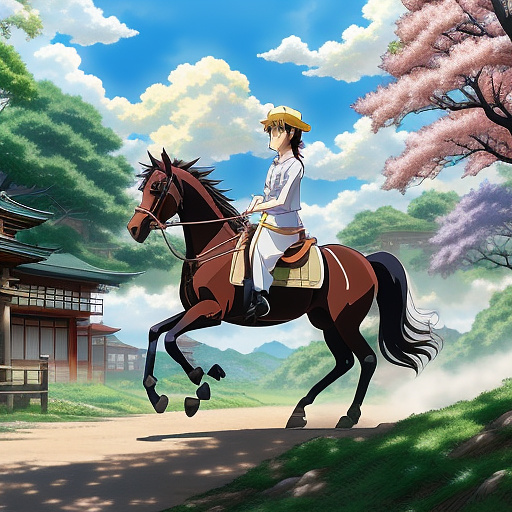 Horse ride in anime style