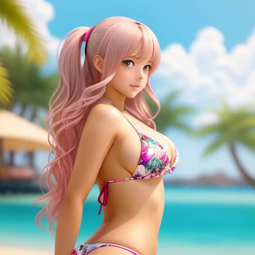Bikini thick cute 
 in anime style