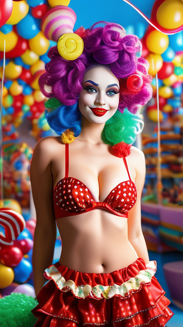 Sexy clown women  in kids painted style