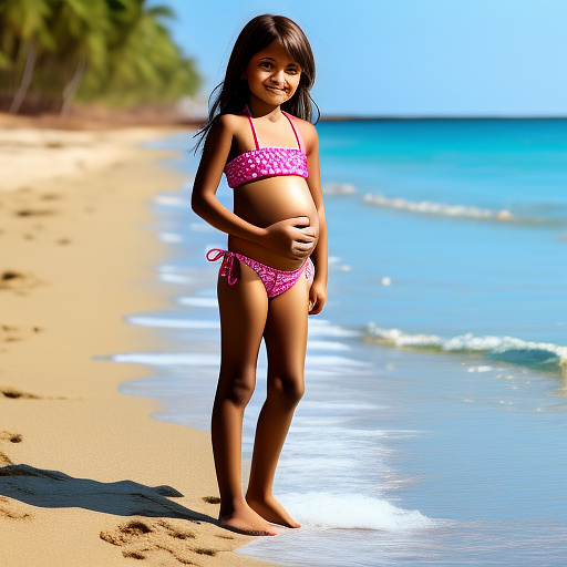 10 year old girl pregnant in a bikini  full body cute  in custom style