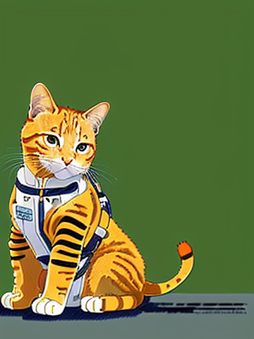 Orange tabby cat wearing a space suit.
 in anime style