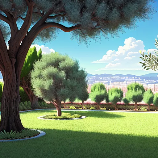 An effective picture for asking and prompting someone for a long-awaited response on the phone - including olive trees in the picture.  in anime style