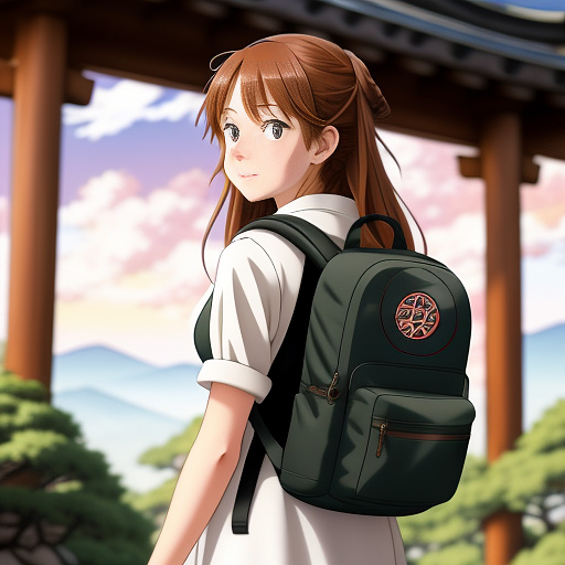 D&d female traveler with backpack  in anime style